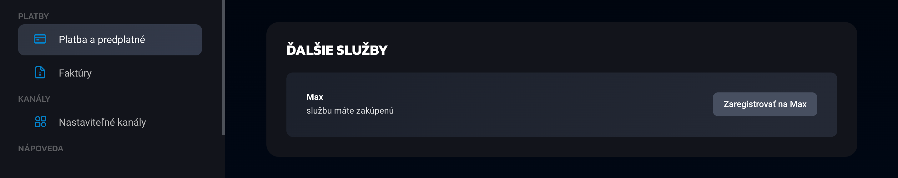 Aktivní předplatné u SledovaniTV Aktivní předplatné u SledovaniTV